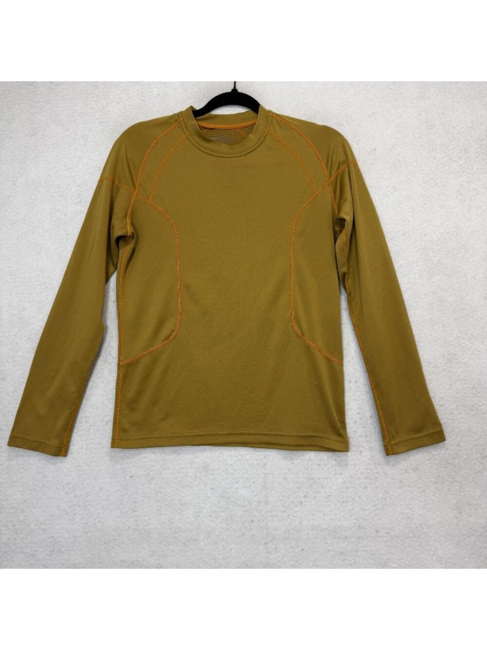 REI Shirt Mens Small Gold Long Sleeve Lightweight Hiking Base Layer Performance